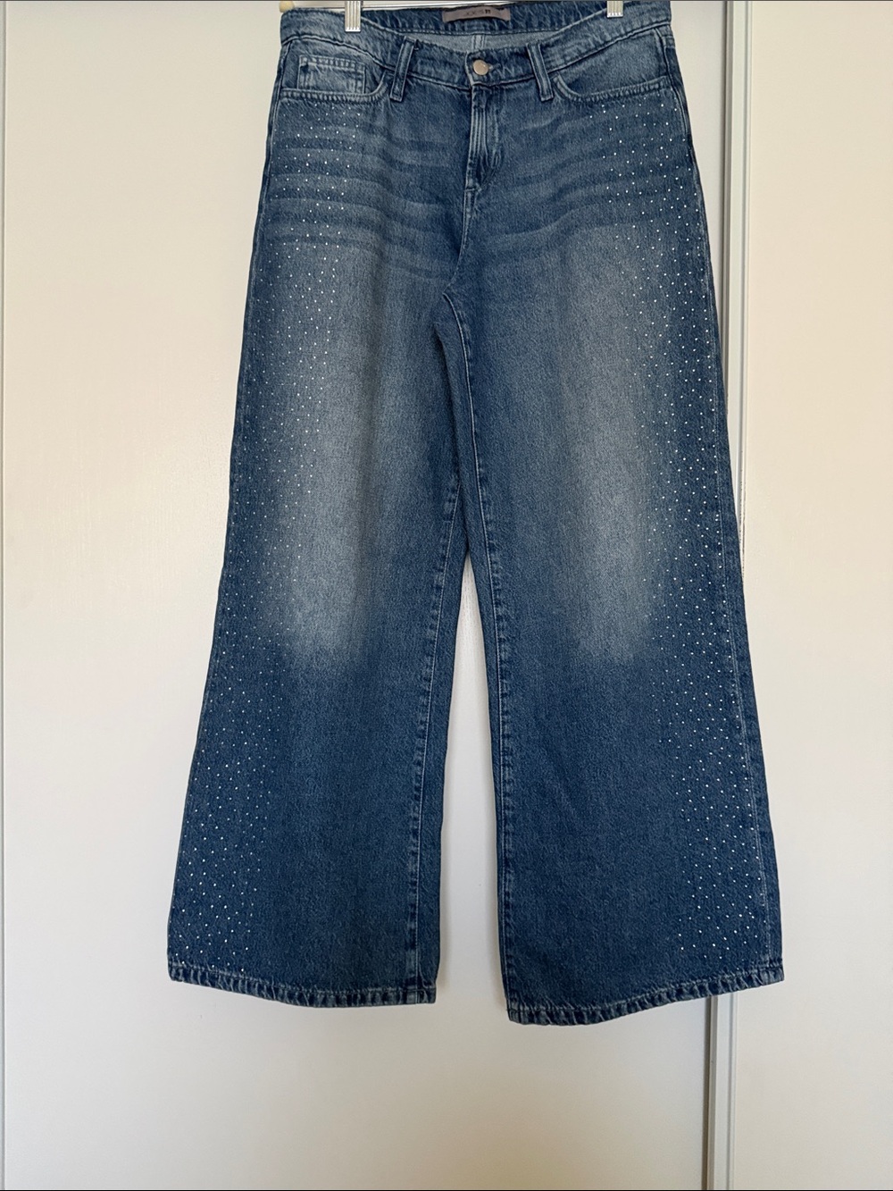Joe's Jeans Wide-Leg Studded Blue Denim